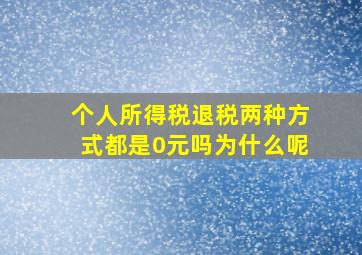 个人所得税退税两种方式都是0元吗为什么呢