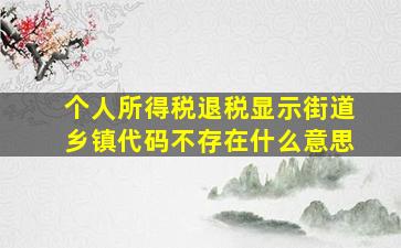 个人所得税退税显示街道乡镇代码不存在什么意思