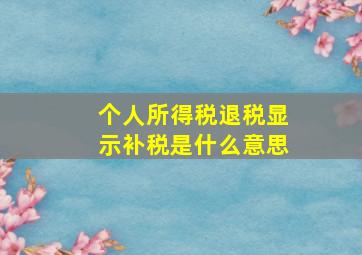 个人所得税退税显示补税是什么意思