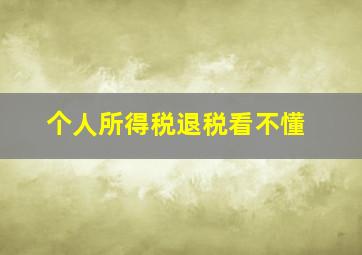 个人所得税退税看不懂