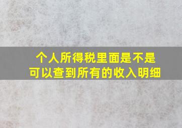 个人所得税里面是不是可以查到所有的收入明细