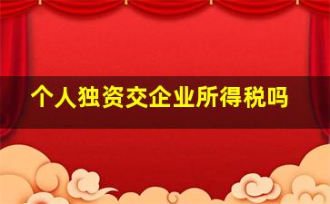 个人独资交企业所得税吗