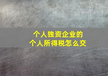 个人独资企业的个人所得税怎么交