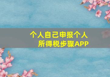 个人自己申报个人所得税步骤APP