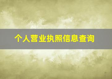 个人营业执照信息查询