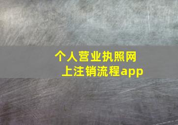 个人营业执照网上注销流程app