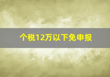 个税12万以下免申报