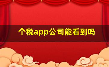 个税app公司能看到吗