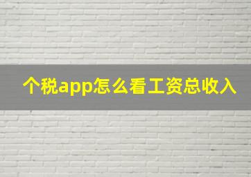 个税app怎么看工资总收入