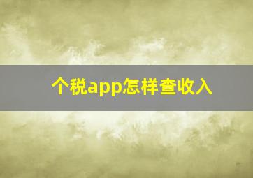 个税app怎样查收入