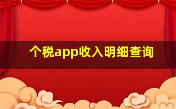 个税app收入明细查询