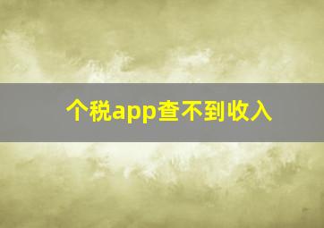 个税app查不到收入