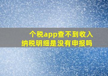 个税app查不到收入纳税明细是没有申报吗