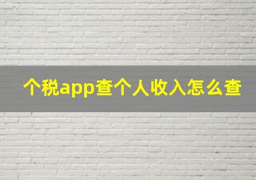 个税app查个人收入怎么查