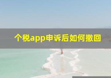 个税app申诉后如何撤回