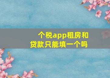 个税app租房和贷款只能填一个吗