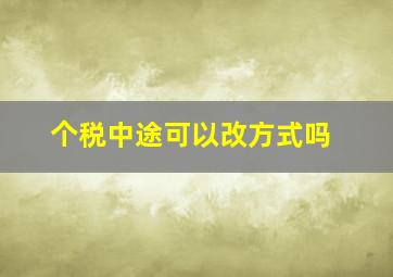 个税中途可以改方式吗