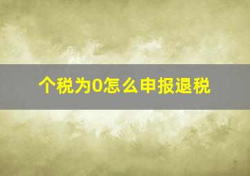 个税为0怎么申报退税