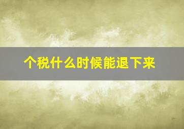 个税什么时候能退下来