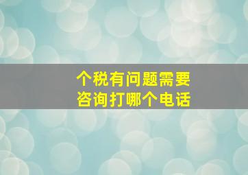 个税有问题需要咨询打哪个电话