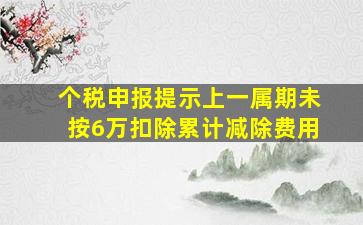 个税申报提示上一属期未按6万扣除累计减除费用