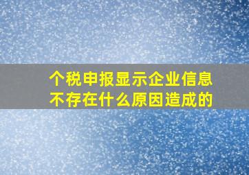 个税申报显示企业信息不存在什么原因造成的