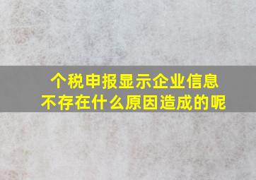 个税申报显示企业信息不存在什么原因造成的呢