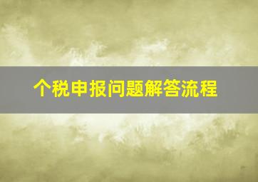 个税申报问题解答流程