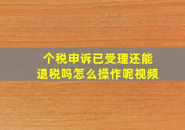 个税申诉已受理还能退税吗怎么操作呢视频