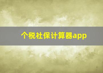 个税社保计算器app