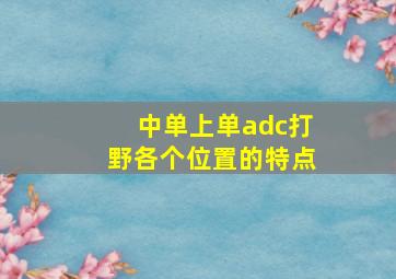 中单上单adc打野各个位置的特点