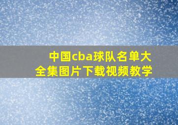 中国cba球队名单大全集图片下载视频教学