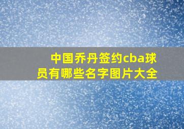 中国乔丹签约cba球员有哪些名字图片大全