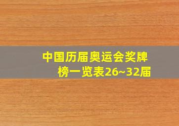 中国历届奥运会奖牌榜一览表26~32届