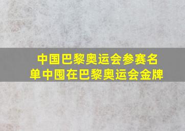 中国巴黎奥运会参赛名单中囤在巴黎奥运会金牌