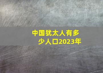 中国犹太人有多少人口2023年