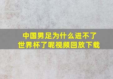 中国男足为什么进不了世界杯了呢视频回放下载