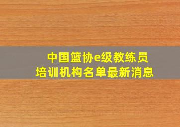 中国篮协e级教练员培训机构名单最新消息