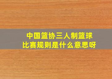 中国篮协三人制篮球比赛规则是什么意思呀