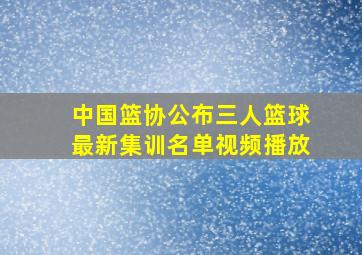 中国篮协公布三人篮球最新集训名单视频播放