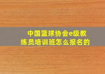 中国篮球协会e级教练员培训班怎么报名的