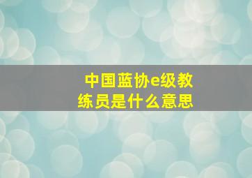 中国蓝协e级教练员是什么意思