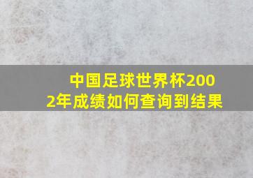 中国足球世界杯2002年成绩如何查询到结果