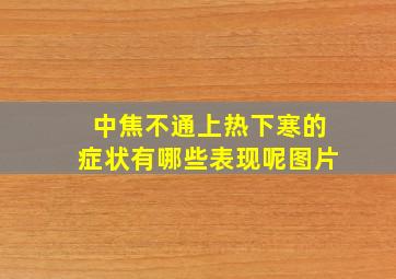 中焦不通上热下寒的症状有哪些表现呢图片