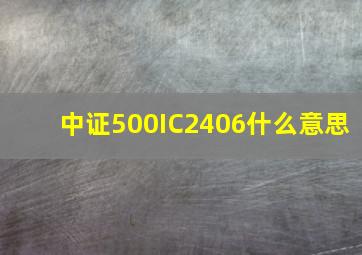 中证500IC2406什么意思