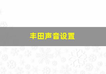 丰田声音设置