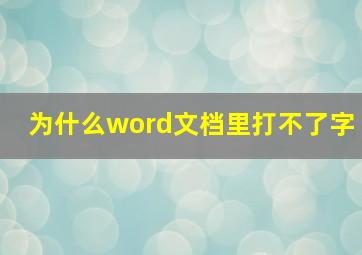 为什么word文档里打不了字