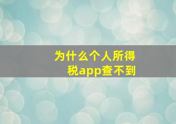 为什么个人所得税app查不到