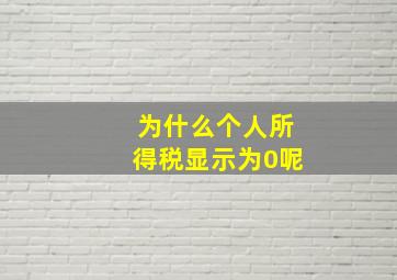 为什么个人所得税显示为0呢