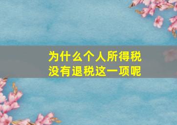 为什么个人所得税没有退税这一项呢